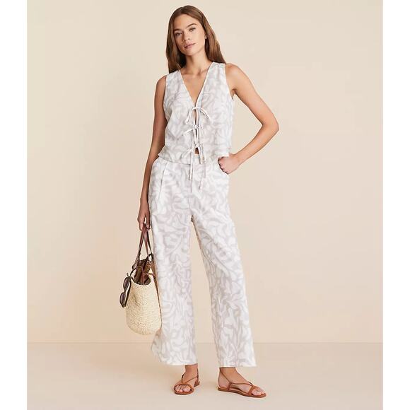 Loft Lou & Grey NWT Jungle Linen Cotton Wide Leg Crop Pant & Tie Front Tank XXL - Picture 1 of 15